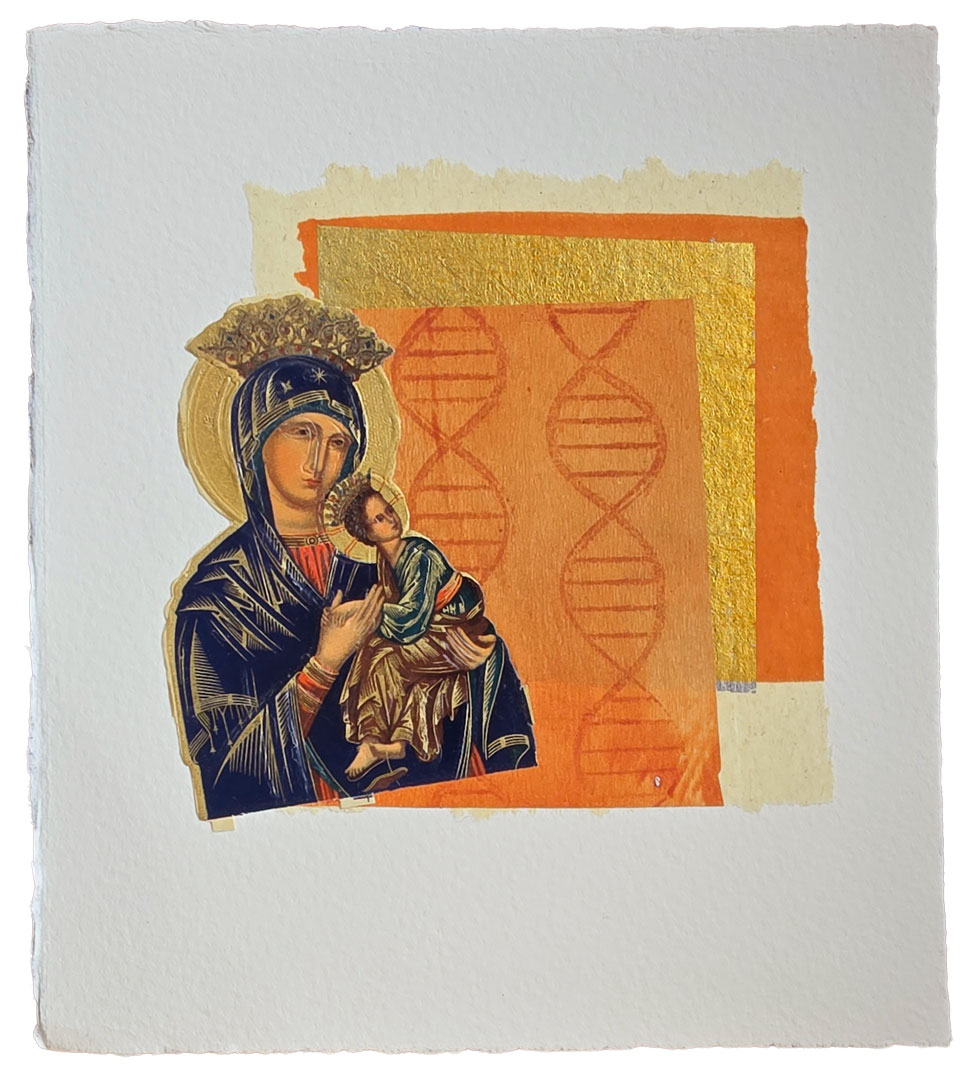contemplation in different lights - collage - science and religion both examine the nature of the world