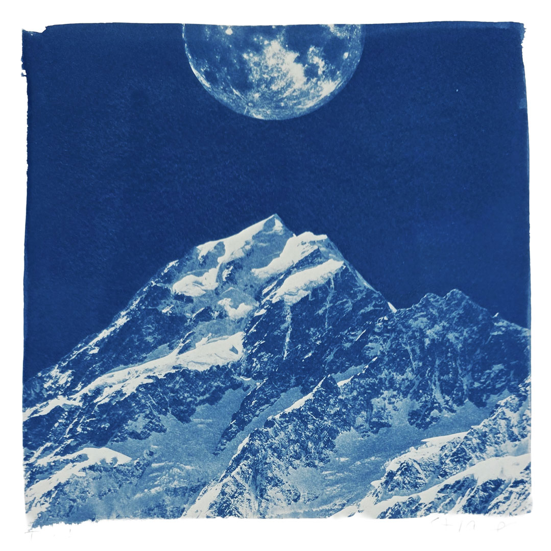 Aoraki Mount Cook - cyanotype