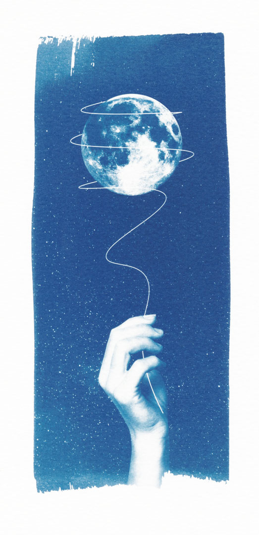 please stay - cyanotype - The moon is moving away from Earth at 3.78 cm/year - it will eventually be too far away to fully occlude the Sun, and no total eclipses will occur